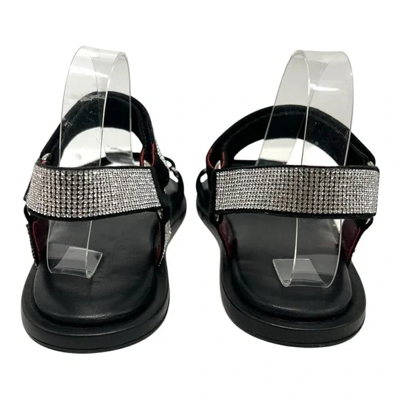 Staud Betty Rhinestone Black Leather Sporty Outdoor Sandals Womens 40 - Picture 8 of 14